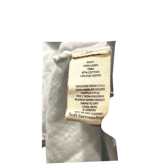 Soft Surroundings 100% Linen Crochet Sleeve Blouse Light Blue Size L Coastal - Picture 4 of 12